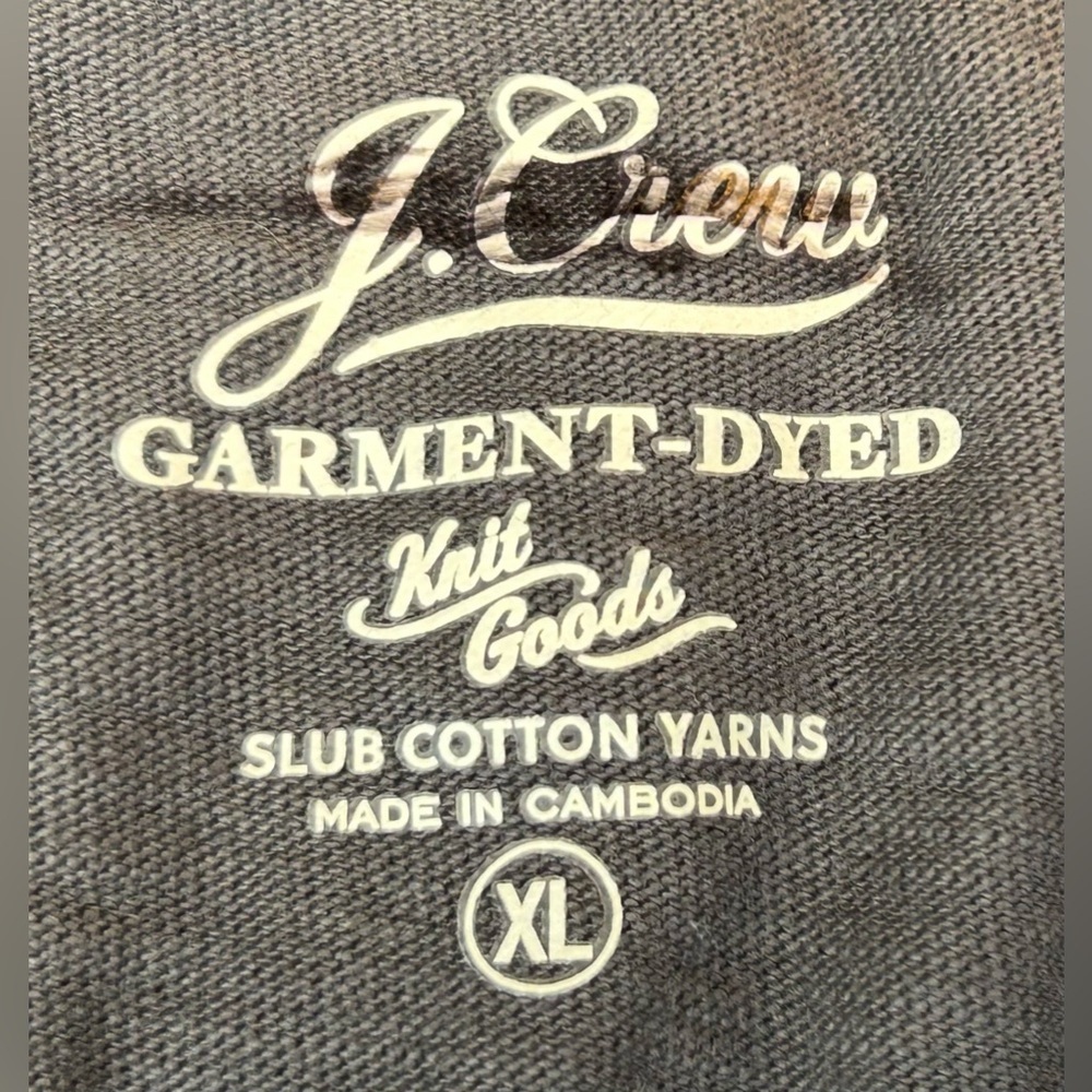 NEW J. Crew Garment-Dyed Slub Cotton Long-Sleeve Dark Gray T-Shirt w/ Pocket, XL - Picture 8 of 11
